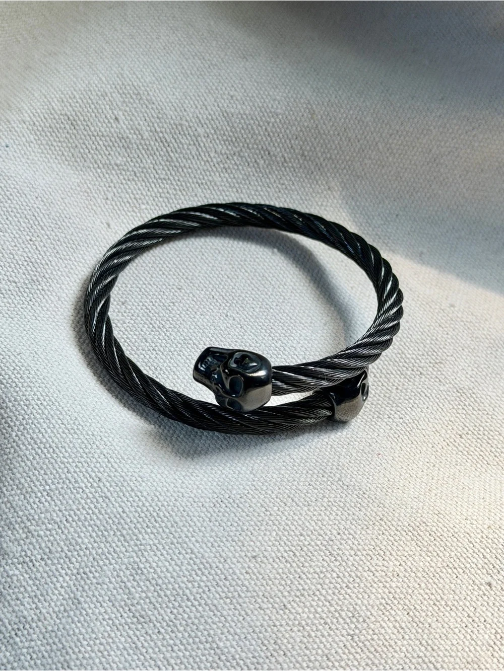 Black Skull Cable Cuff Bracelet